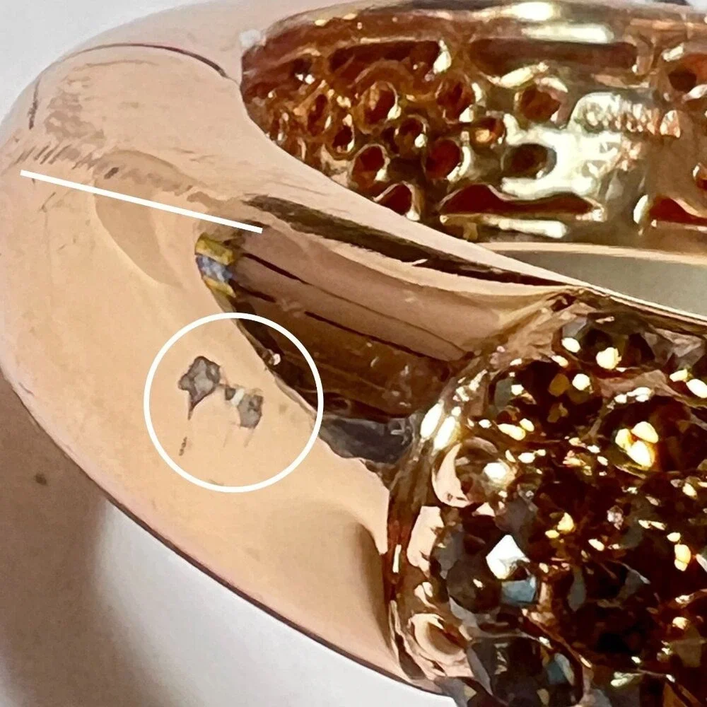 Joan Boyce‎ Hinged Bangle Bracelet Rose Gold Tone Purple Pave Rhinestones READ
